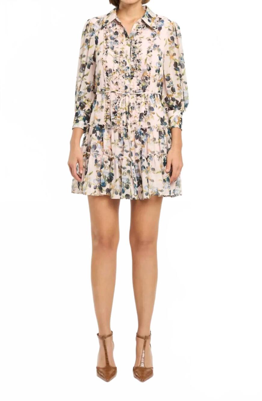 NEW CINQ A SEPT trailing iris rhys dress in rosy cloud